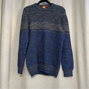 Boss Orange Hugo Boss Men's Blue and Gray Crewneck Sweater